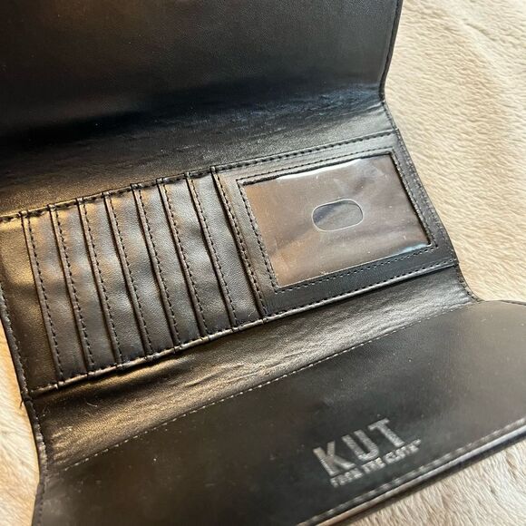 Kut from the Kloth Black & White Stripe Three Fold Long Wallet - Picture 7 of 10